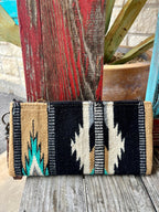 Women's Black, Cream & Turquoise Navajo-Inspired Blanket Wristlet