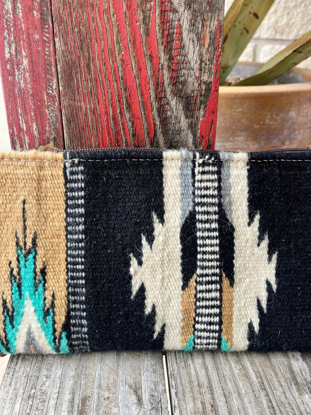 Women's Black, Cream & Turquoise Navajo-Inspired Blanket Wristlet
