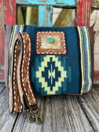 Women's Brown Leather & Saddle Blanket Messenger Bag