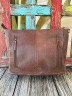 Women's Brown Leather & Saddle Blanket Messenger Bag