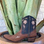 Women's Corral Brown & Black Floral Inlay Zip Bootie