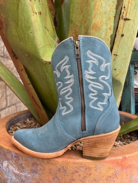 Women's Corral Steel Blue Embroidered Zip Bootie