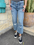 Women's Cruel Girl Light Wash Distressed Straight Leg Jean