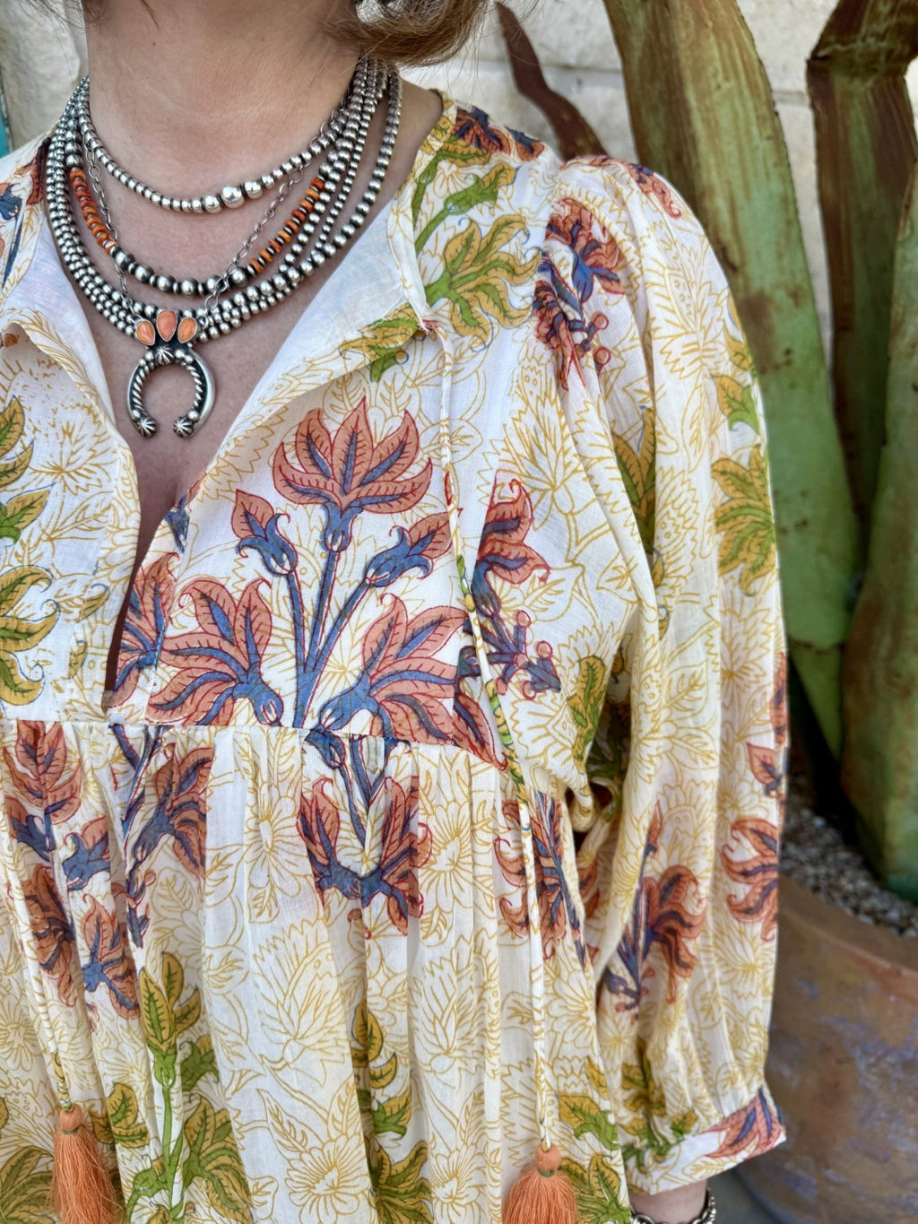 Women's Fall Floral Block Print Dress