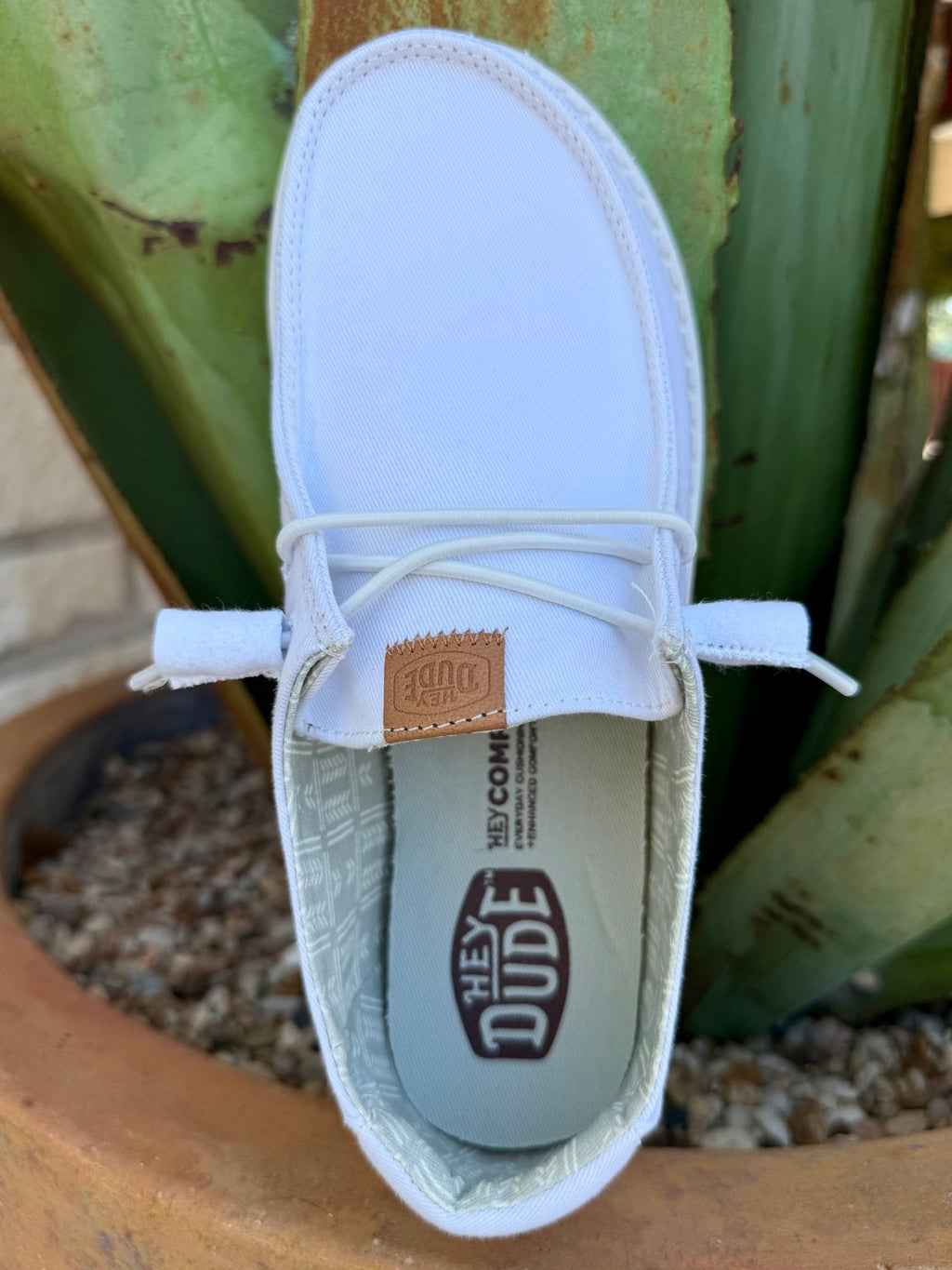 Women's Hey Dude Wendy White Stretch Canvas Slip-On