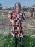 Women's Multicolor Flannel Patchwork Dress