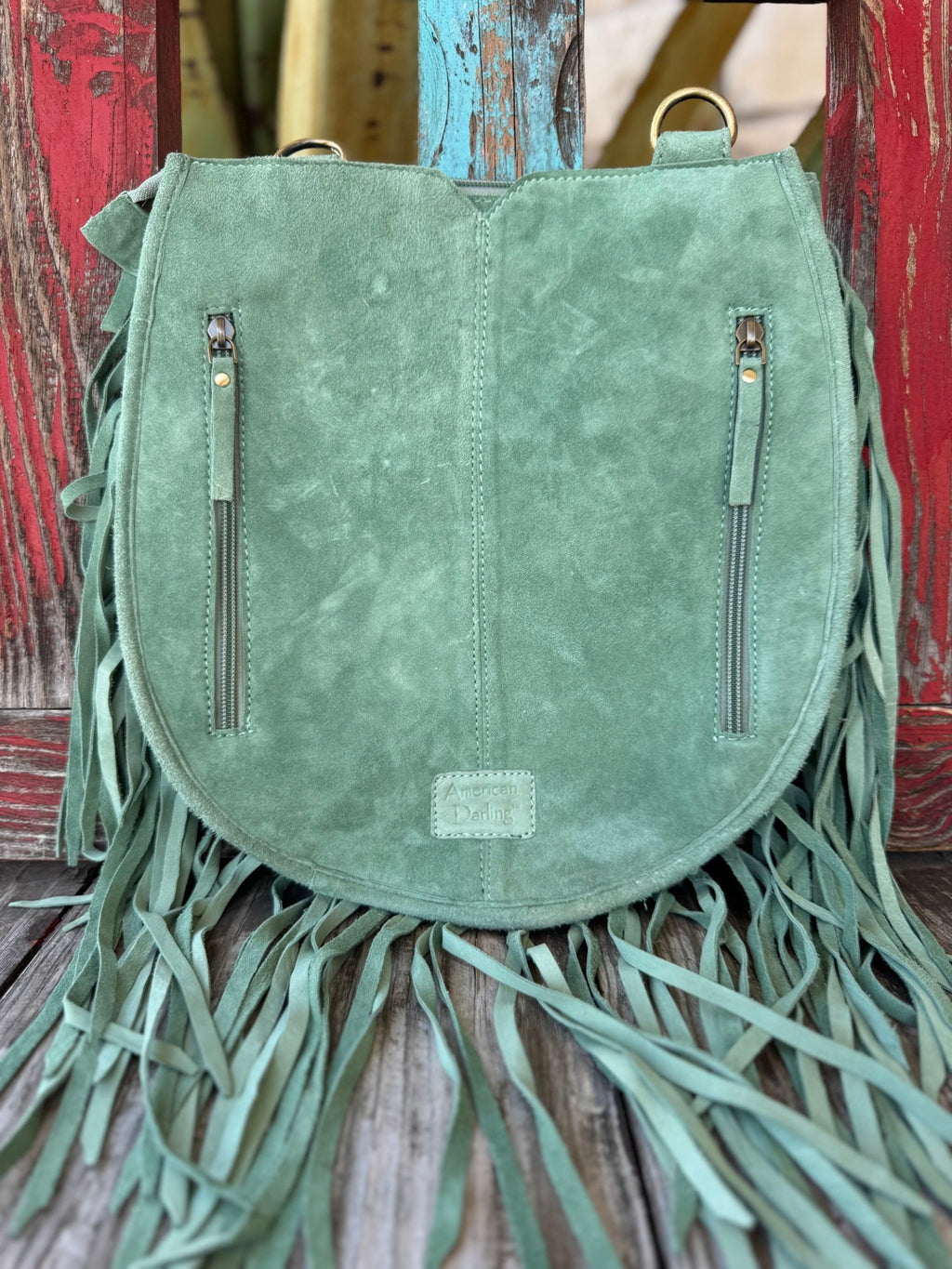 Women's Sage Fringe Crossbody with Tooled Feather Flap