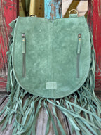 Women's Sage Fringe Crossbody with Tooled Feather Flap