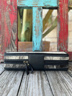 Women's Salt & Pepper Hair-On Hide Jewelry, Makeup & Hot Tool Case