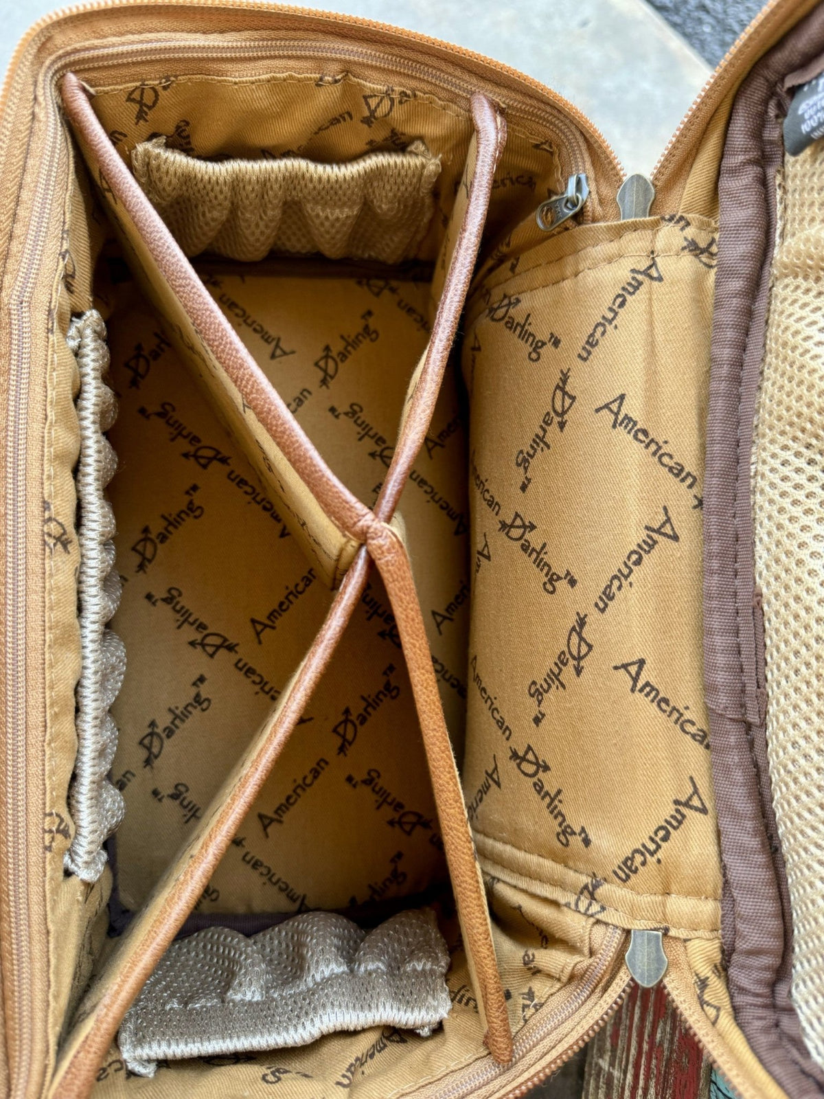 Women's Serape & Cognac Leather Jewelry & Travel Case