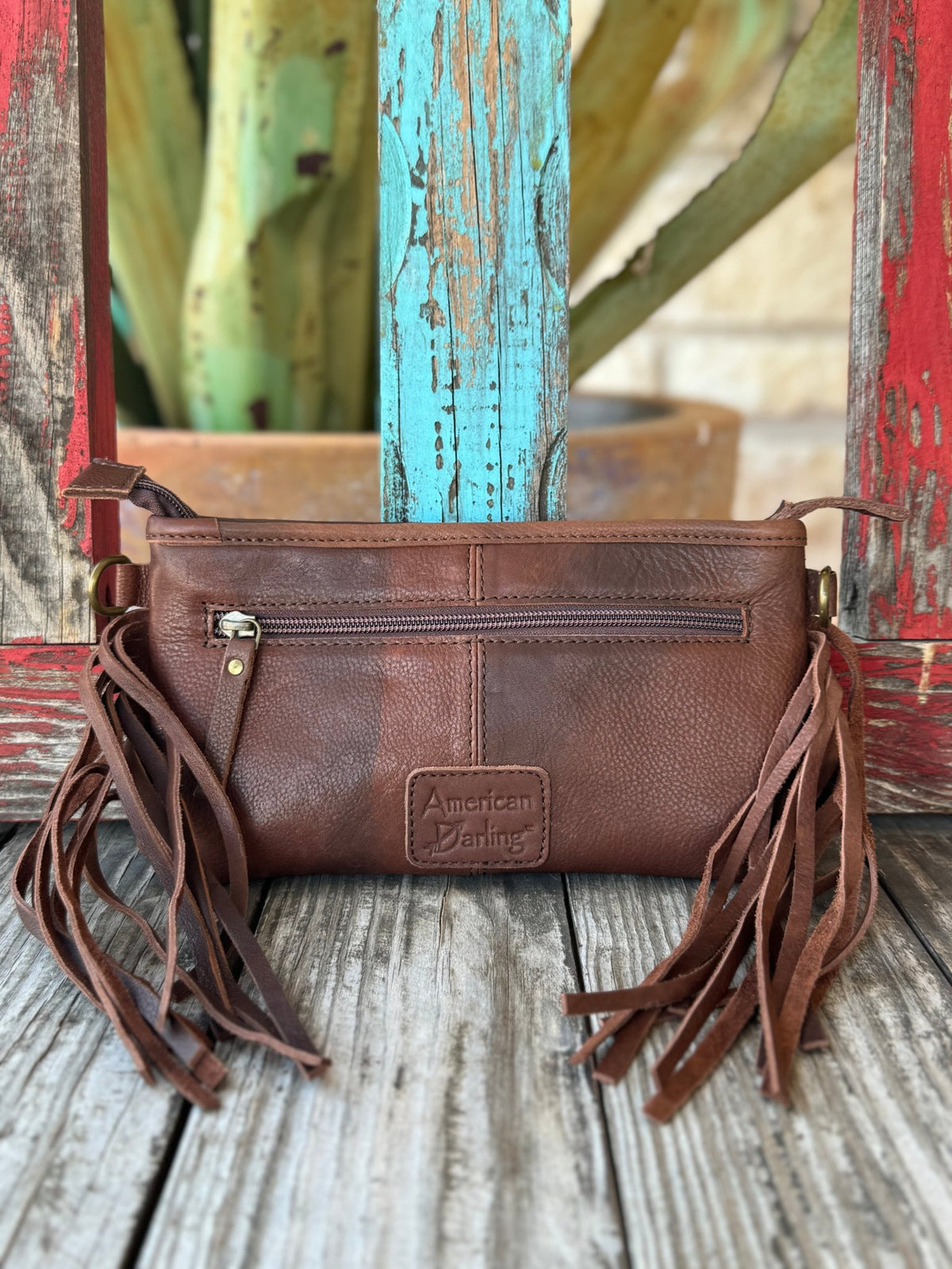 Women's Serape Fringe Tooled Leather Crossbody Purse