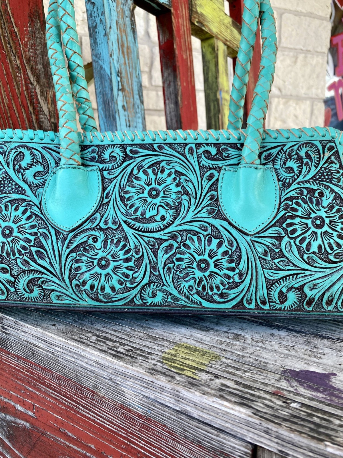 Women's Turquoise Tooled Leather Purse