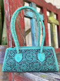 Women's Turquoise Tooled Leather Purse