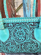 Women's Turquoise Tooled Leather Purse