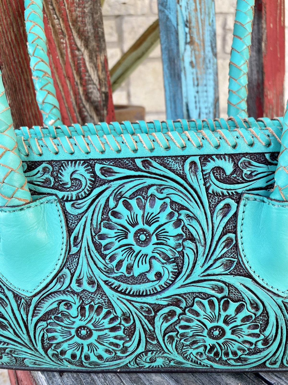 Women's Turquoise Tooled Leather Purse