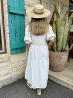 Women's White Cotton Popover Dress