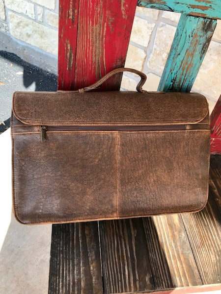 Scully, Men's Leather Work Bag. Back View