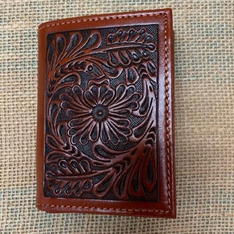 Tooled Leather Trifold Wallet-C42T