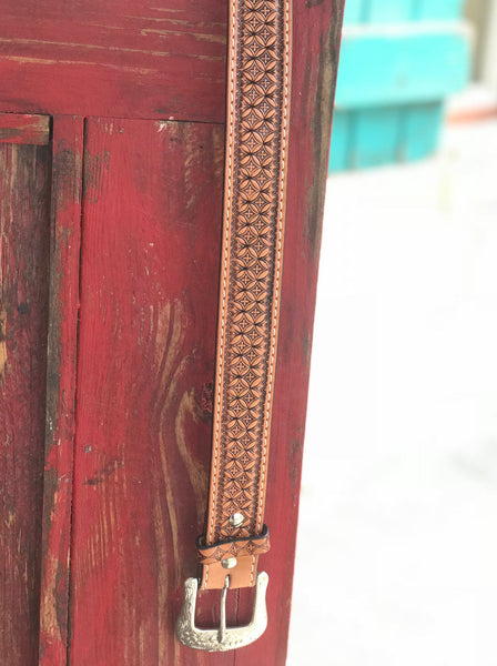 Men's Natural Tooled Leather Belt - IB1008n - Blair's Western Wear Marble Falls, TX