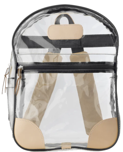 clear backpack leather Jon Hart Design Clear Backpack Black Webbing