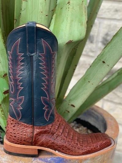 Men's Anderson Bean Square Toe Caiman Alligator Rust Boots - 322102