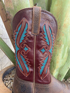 Ladies Ariat Square Toe Boot in Wine/Turquoise/Brown W/ Vent-Tek Technology - 10040410 - Blair's Western Wear Marble Falls, TX