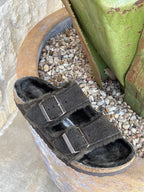 Birkenstock Women's Arizona Mocha Suede Shearling Sandal