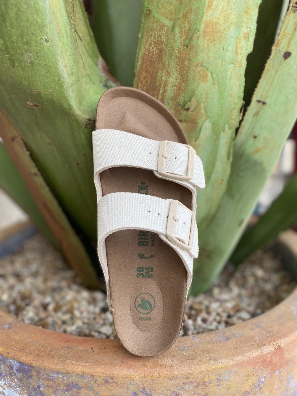 Birkenstock Women's Arizona Natural Canvas Vegan Sandal