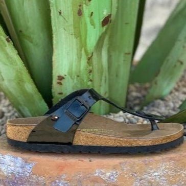 Black Gizeah Birkenstock black patent dressy sandal - 4366