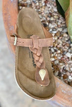 Birkenstock Women's Gizeh Cognac Braided Oiled Leather Sandal