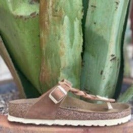 Birkenstock Women's Gizeh Cognac Braided Oiled Leather Sandal