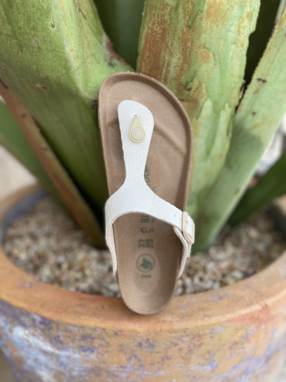 Birkenstock Women's Gizeh Natural Canvas Vegan Sandal