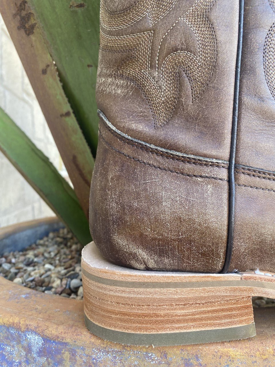 Men's Western Corral Boot in Brown W/ Walking Heel - A4105 - Blair's Western Wear Marble Falls, TX