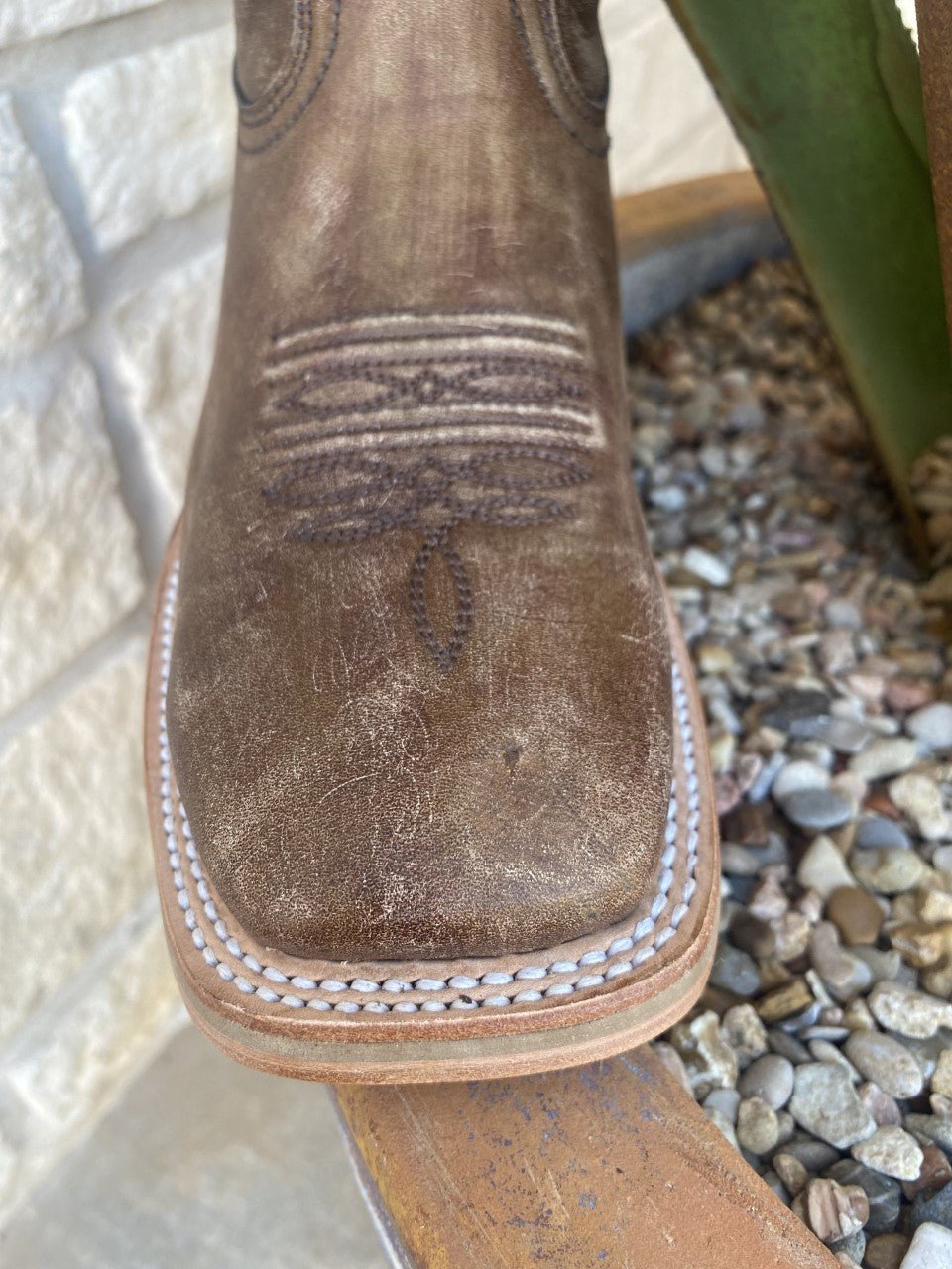 Men's Western Corral Boot in Brown W/ Walking Heel - A4105 - Blair's Western Wear Marble Falls, TX