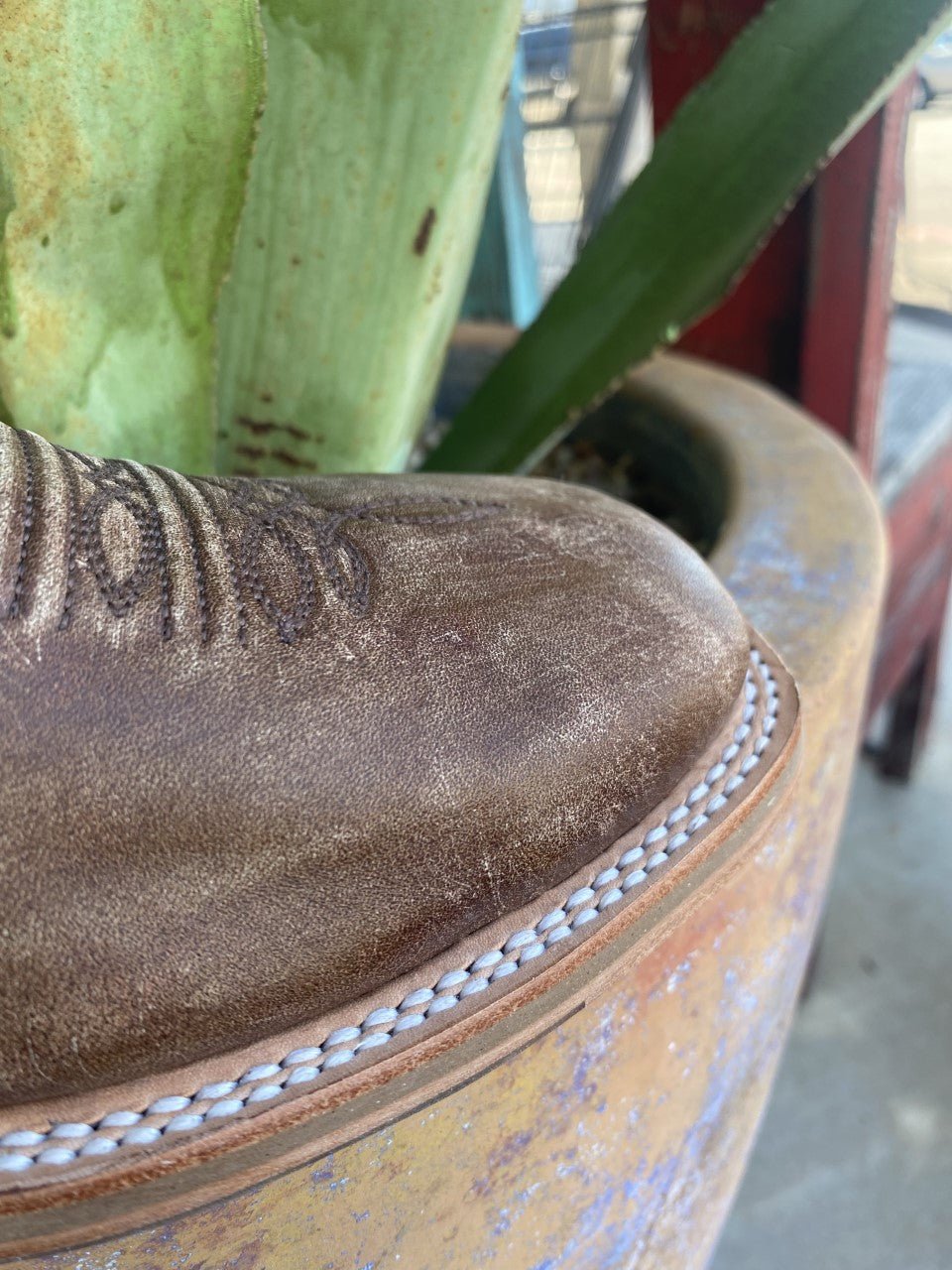 Men's Western Corral Boot in Brown W/ Walking Heel - A4105 - Blair's Western Wear Marble Falls, TX