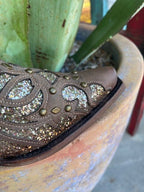 Ladies Corral Boots in Brown/Gold Glitter with Stud Detailing - C3331 - Blair's Western Wear in Marble Falls, TX