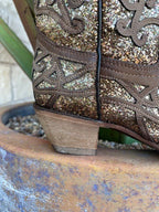 Ladies Corral Boots in Brown/Gold Glitter with Stud Detailing - C3331 - Blair's Western Wear in Marble Falls, TX
