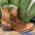 Ladies Corral Distressed Lamb skin brown bootie - C1064