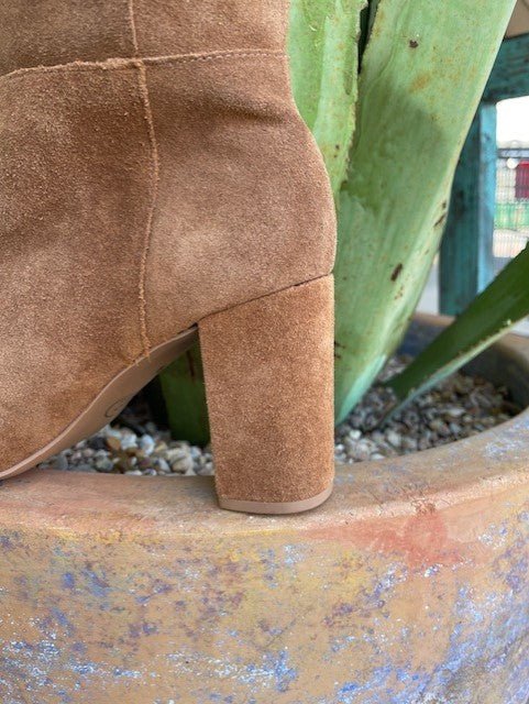 Ladies Tall Suede Boot in Honey w/ Round Toe 3 1/2" Heel & 14" Top - BKNJ02V8FB - Blair's Western Wear Marble Falls, TX