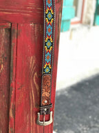 Men's Western Aztec Beaded Leather Tooled Belt - Blair's Western Wear Marble Falls, TX
