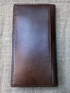Men's Aztec Stitch Tooled Leather Checkbook Wallet