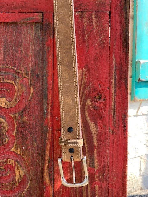 Men's Belt brown double stitched - WB2273 - Blair's Western Wear - Marble Falls, TX