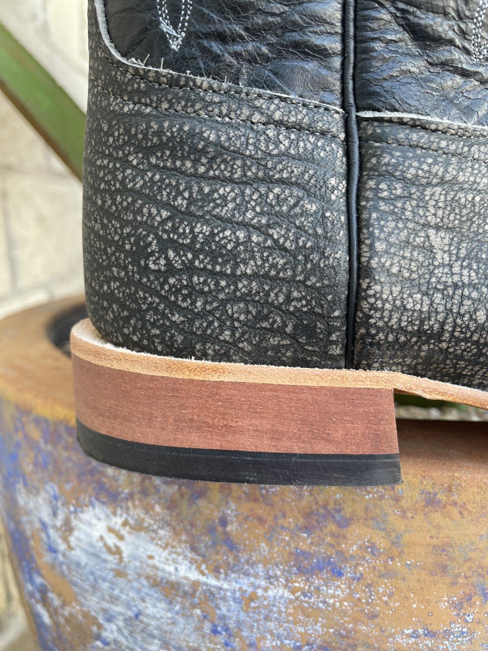 Men's Cape Buffalo & Black Explosion Square Toe Western Boot