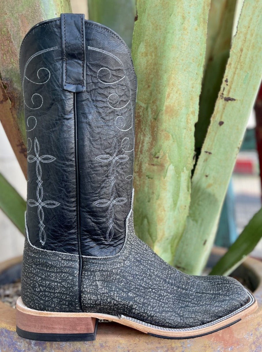 Men's Cape Buffalo & Black Explosion Square Toe Western Boot
