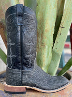 Men's Cape Buffalo & Black Explosion Square Toe Western Boot