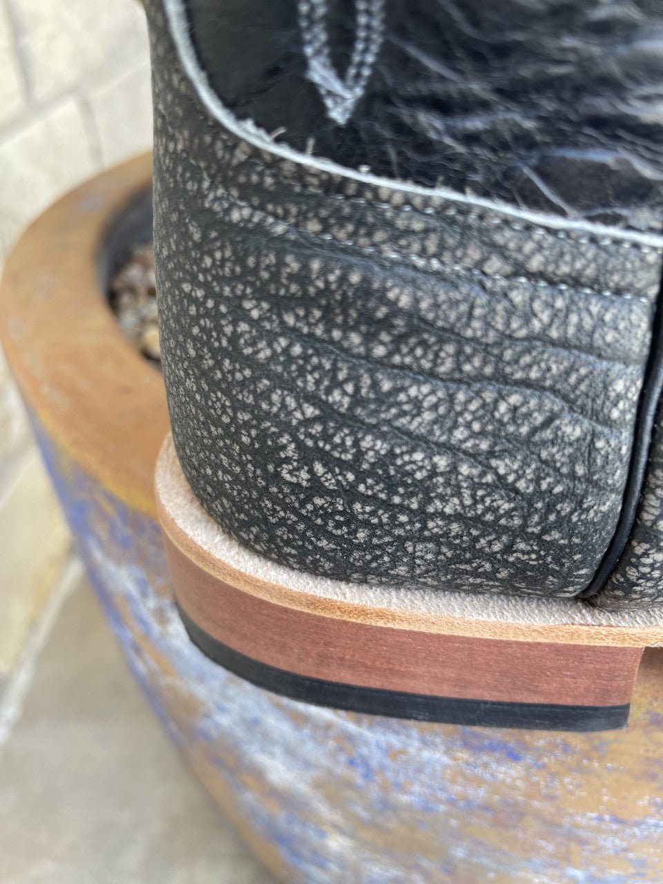 Men's Cape Buffalo & Black Explosion Square Toe Western Boot