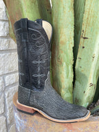 Men's Cape Buffalo & Black Explosion Square Toe Western Boot
