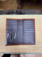 Men's Leather Aztec-Inspired Checkbook Wallet