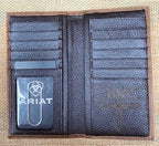 Men's Leather Aztec-Inspired Stitch Checkbook Wallet