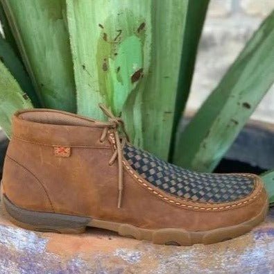 Men's Western Casual Patchwork Blue Brown Twisted X Moccasin - MDM0057
